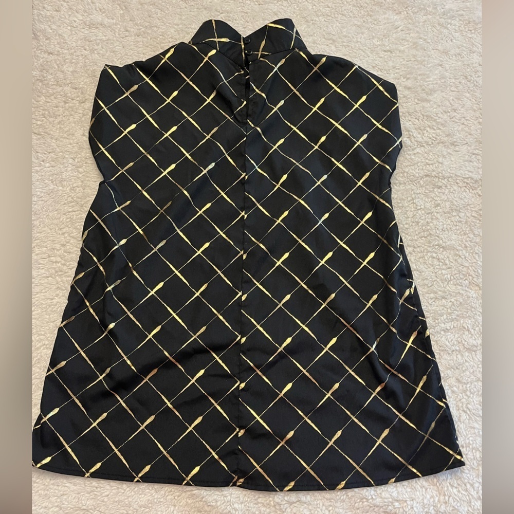 Shein Gold Print Sleeveless Blouse